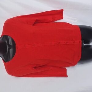 DressBarn Button Front Rayon Blend Quarter Sleeve Cardigan Red Small NWT